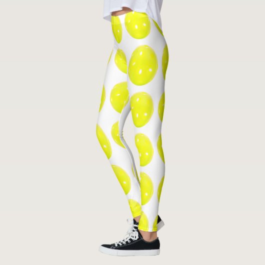 Pickleball Leggings Yellow Ball op White (Links)