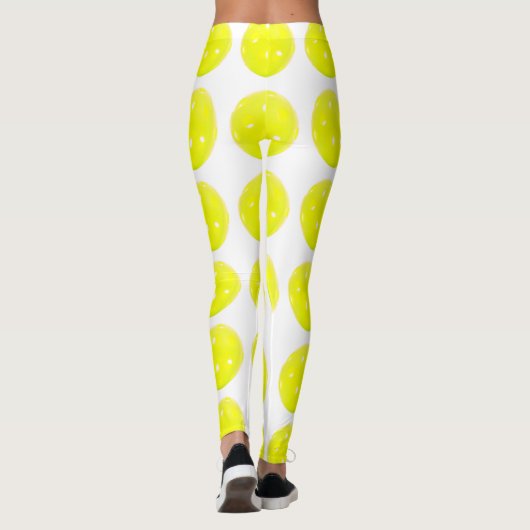 Pickleball Leggings Yellow Ball op White (Achterkant)