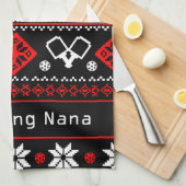 😄 Pickleball 🎄 lelijke kerstkeuken Theedoek (Quarter Fold)