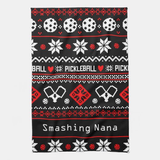 😄 Pickleball 🎄 lelijke kerstkeuken Theedoek (Verticaal)