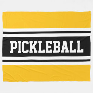 PICKLEBALL Leuk Helder Geel Zwart Racing Stripes Fleece Deken