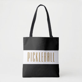 PICKLEBALL Leuk Levendig Zwart Wit Strepen Tekst Tote Bag