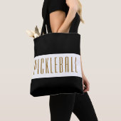 PICKLEBALL Leuk Levendig Zwart Wit Strepen Tekst Tote Bag (Dichtbij)