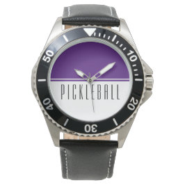 PICKLEBALL Leuk Modern Paarse witte kleurenblok Horloge