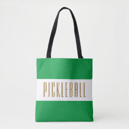 PICKLEBALL Leuk Sportief Helder Groen Wit Strepen Tote Bag