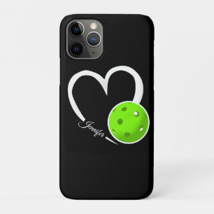 Pickleball Liefde Gepersonaliseerd Wit en LIme Gro Case-Mate iPhone Case