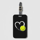 Pickleball Liefde Gepersonaliseerde Witte en Gele  Bagagelabel (Voorkant (verticaal))