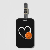 Pickleball Liefde Gepersonaliseerde Witte en Oranj Bagagelabel (Voorkant (verticaal))