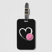 Pickleball Liefde Gepersonaliseerde Witte en Roze  Bagagelabel (Voorkant (verticaal))