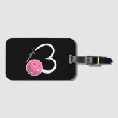 Pickleball Liefde Gepersonaliseerde Witte en Roze  Bagagelabel (Voorkant (horizontaal))