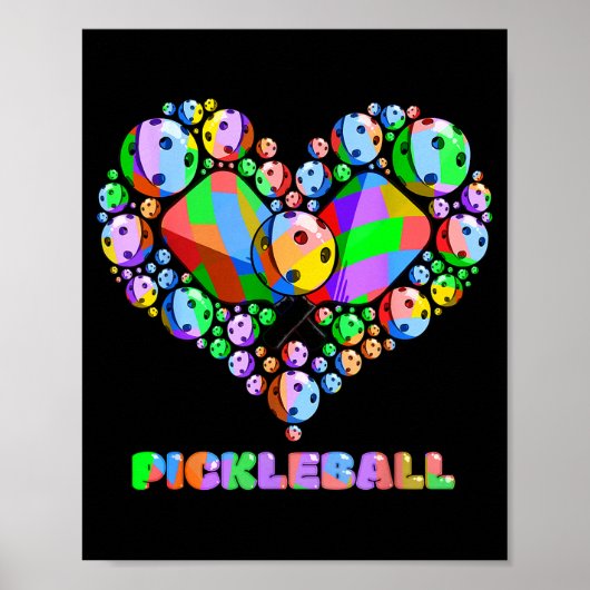 Pickleball liefde hart grappige kleurrijke paddle poster (Voorkant)