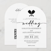 Pickleball Liefde met QR Code Trouwen Kaart (Voorkant / Achterkant)