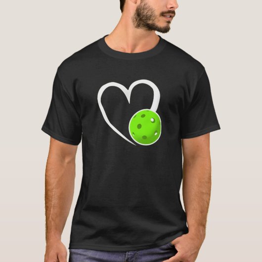 Pickleball Liefde Wit Hart Helder Groen Pickleball T-shirt (Voorkant)