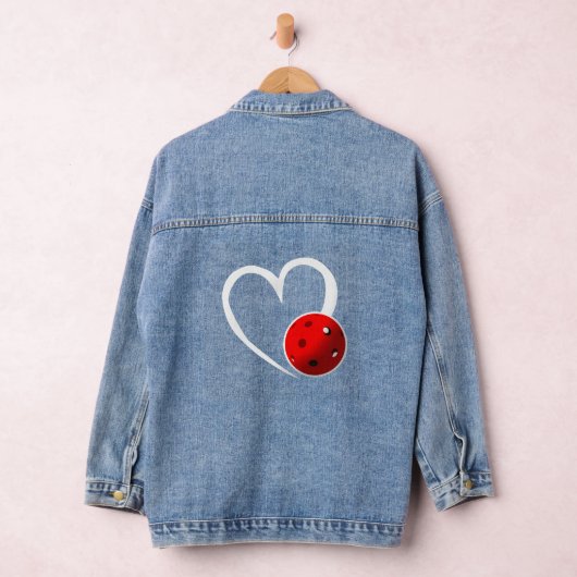 Pickleball Liefde Wit Hart Rood Pickleball Denim Jacket (Hangar)