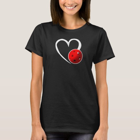 Pickleball Liefde Wit Hart Rood Pickleball T-shirt (Voorkant)