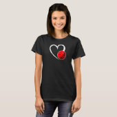 Pickleball Liefde Wit Hart Rood Pickleball T-shirt (Voorkant volledig)
