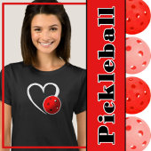 Pickleball Liefde Wit Hart Rood Pickleball T-shirt
