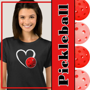 Pickleball Liefde Wit Hart Rood Pickleball T-shirt