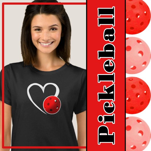 Pickleball Liefde Wit Hart Rood Pickleball T-shirt