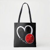 Pickleball Liefde Wit Hart Rood Pickleball Tote Bag (Voorkant)