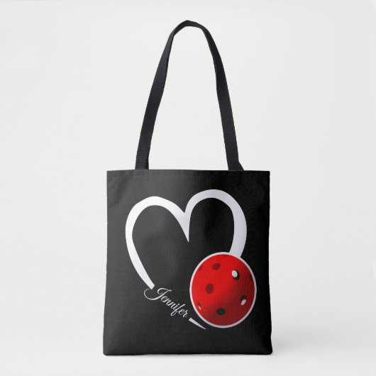 Pickleball Liefde Wit Hart Rood Pickleball Tote Bag (Voorkant)