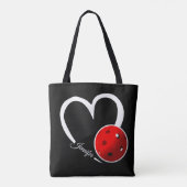 Pickleball Liefde Wit Hart Rood Pickleball Tote Bag (Achterkant)