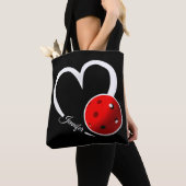 Pickleball Liefde Wit Hart Rood Pickleball Tote Bag (Dichtbij)