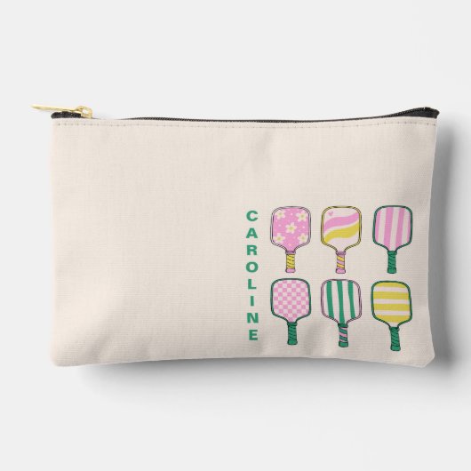 Pickleball Liefhebber Retro Roze Groen Gepersonali Etui (Voorkant)