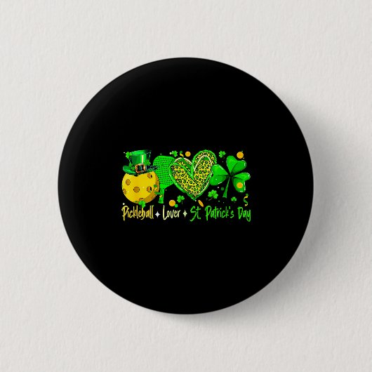 Pickleball-liefhebber St. Patrick's Day-speler tea Ronde Button 5,7 Cm (Voorkant)