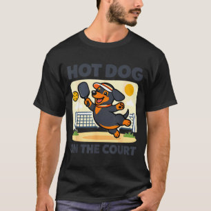 Pickleball-liefhebber wiener dachshund hotdog op d t-shirt
