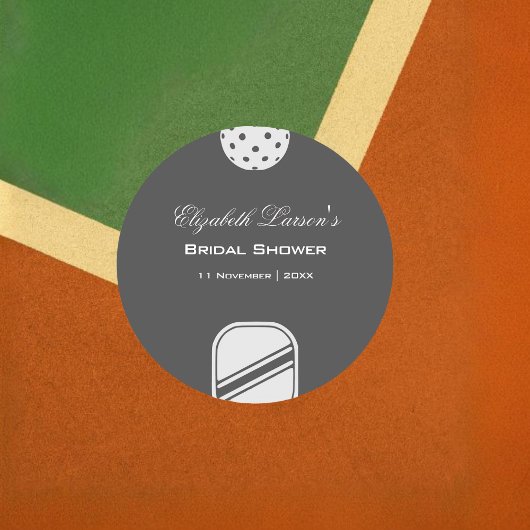 Pickleball-liefhebbers Bruidsdouche Zwart & Wit Ronde Sticker