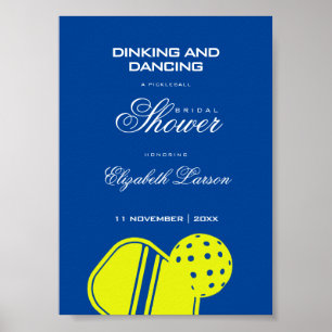 Pickleball Liefhebbers Bruidsfeest Neon Blauw Poster
