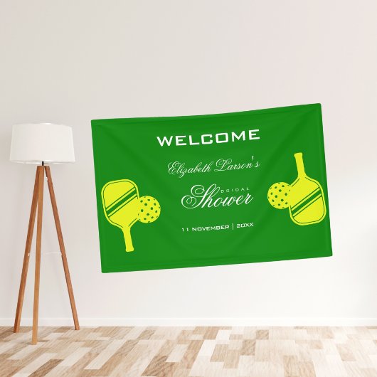 Pickleball Liefhebbers Bruidsfeest Neon Thema Spandoek