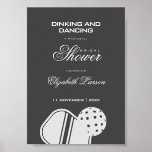 Pickleball Liefhebbers Bruidsfeest Zwart & Wit Poster