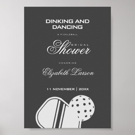 Pickleball Liefhebbers Bruidsfeest Zwart & Wit Poster (Voorkant)