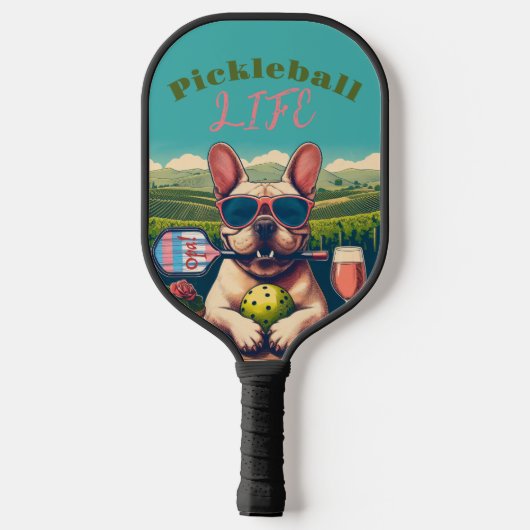 Pickleball Life Paddle - Franse Bulldog & Rosé (Achterkant)