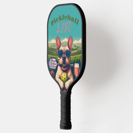Pickleball Life Paddle - Franse Bulldog & Rosé (Links)
