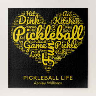Pickleball Life Word Art Typografie Gepersonalisee Legpuzzel