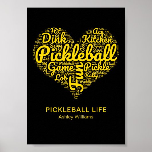 Pickleball Life Word Art Typografie Gepersonalisee Poster (Voorkant)