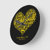 Pickleball Life Word Art Typografie Gepersonalisee Ronde Klok (Hoek)