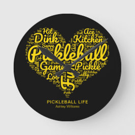 Pickleball Life Word Art Typografie Gepersonalisee Ronde Klok