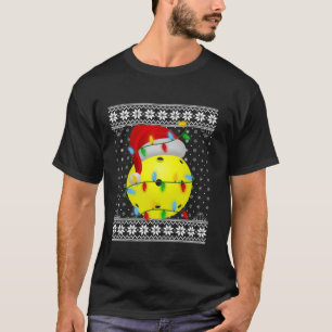 Pickleball Lights Xmas Lelijke Santa Pickleball Ch T-shirt
