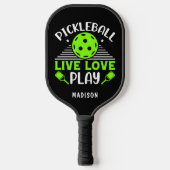 Pickleball Live Love Play Typografie Name Paddle (Voorkant)