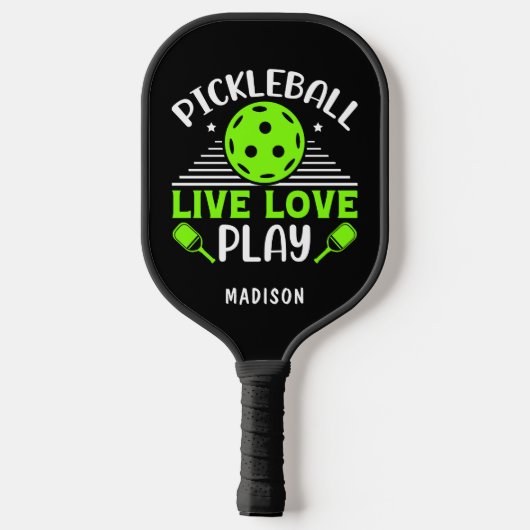Pickleball Live Love Play Typografie Name Paddle (Achterkant)