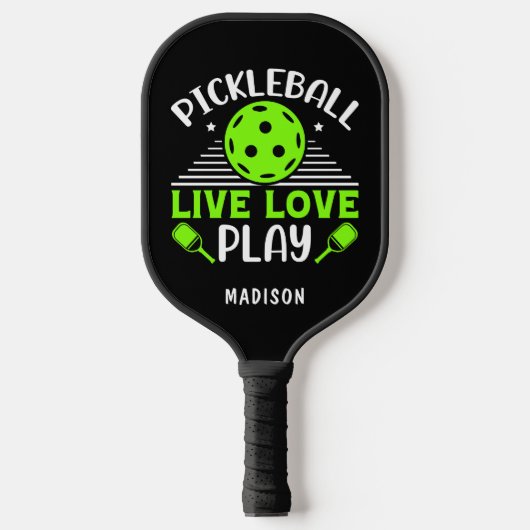 Pickleball Live Love Play Typografie Name Pickleball Paddle (Voorkant)