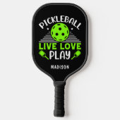 Pickleball Live Love Play Typografie Name Pickleball Paddle (Achterkant)