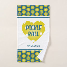 Pickleball Love Heart Aangepaste kleuren op maat Handdoek