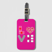 Pickleball Love Heart Court Balls Paddles Roze Roo Bagagelabel (Voorkant (verticaal))