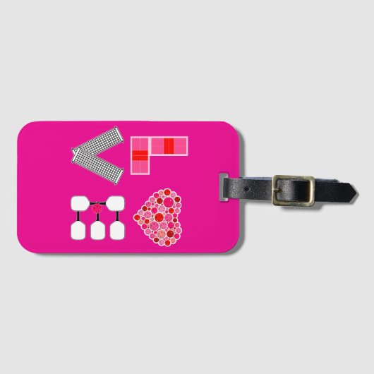 Pickleball Love Heart Court Balls Paddles Roze Roo Bagagelabel (Voorkant (horizontaal))