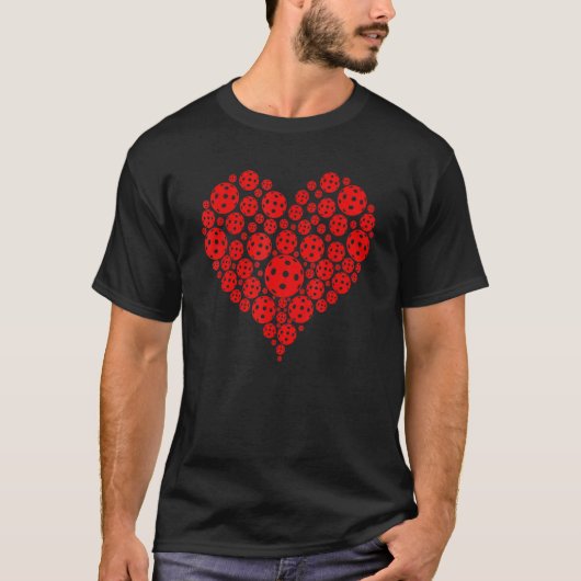 Pickleball Love Heart Shape Valentine T-shirt (Voorkant)